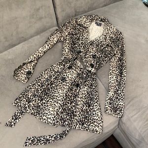 Cheetah leopard print trench style coat small